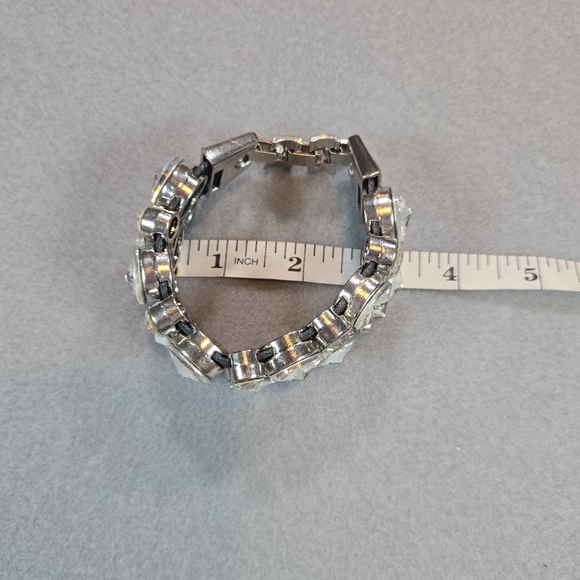 Plunder Rhinestone Statement Bracelet Multi-Row Crystal Cuff Glam Sparkle - Picture 11 of 11